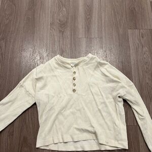 Madewell Cream Long Sleeve Henley Top